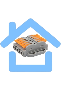 Клемма СМК 222-425P проходная 5 полюсов, с монтажной площадкой (0,08-4 мм²), серая (блистер 4 шт./уп.) Rexant
