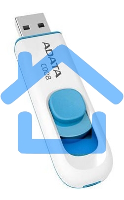 Флешка USB ADATA C008 (AC008-16G-RWE), 16Gb, USB 2.0, R/W 15/5, белый / синий