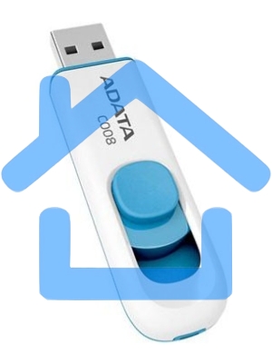 Флешка USB ADATA C008 (AC008-16G-RWE), 16 Gb, USB 2.0, R/W 15/5, белый/синий