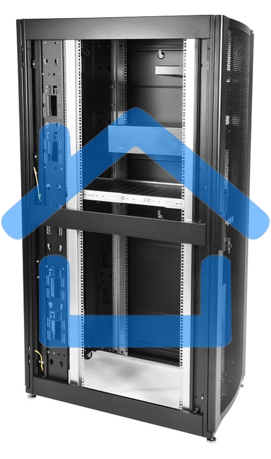 Шкаф серв. ПРОФ нап. 42U (600x1000) дверь перфорированная 2 шт., цвет черный, в сборе (ШТК-СП-42.6.10-44АА-9005) (1 коробка)