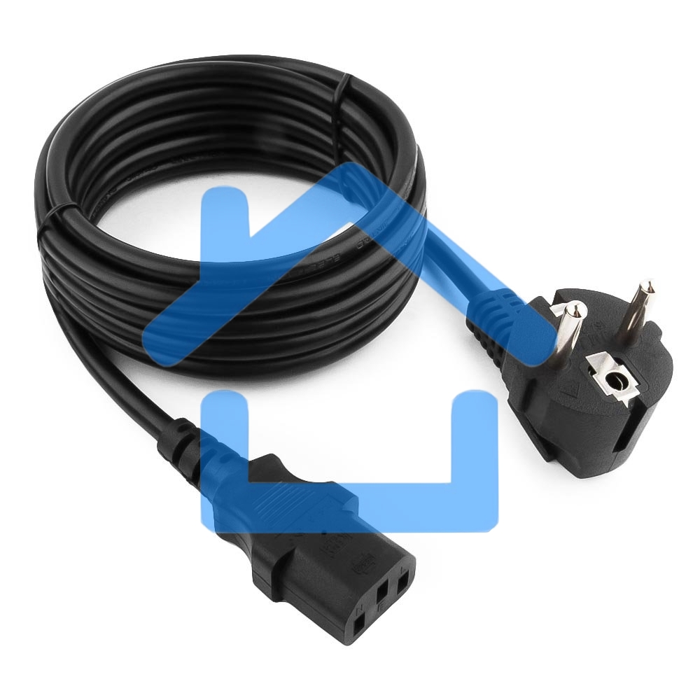 Кабель питания Cablexpert PC-186-VDE-3M, 3м, Schuko- C13, VDE, 10А, Сечение провода: 0,75 мм2, черный, с заземлением