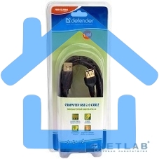 Кабель Defender PRO USB 2.0 кабель удлинительный 1.8м AM/AF, зол.конт, 2фер.фил.