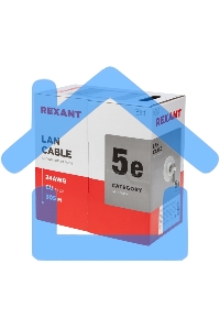 Кабель витая пара Rexant LIGHT U/UTP, категория 5e, ZH нг(А)-HF, 4PR, 24AWG, внутренний, серый, 305 м