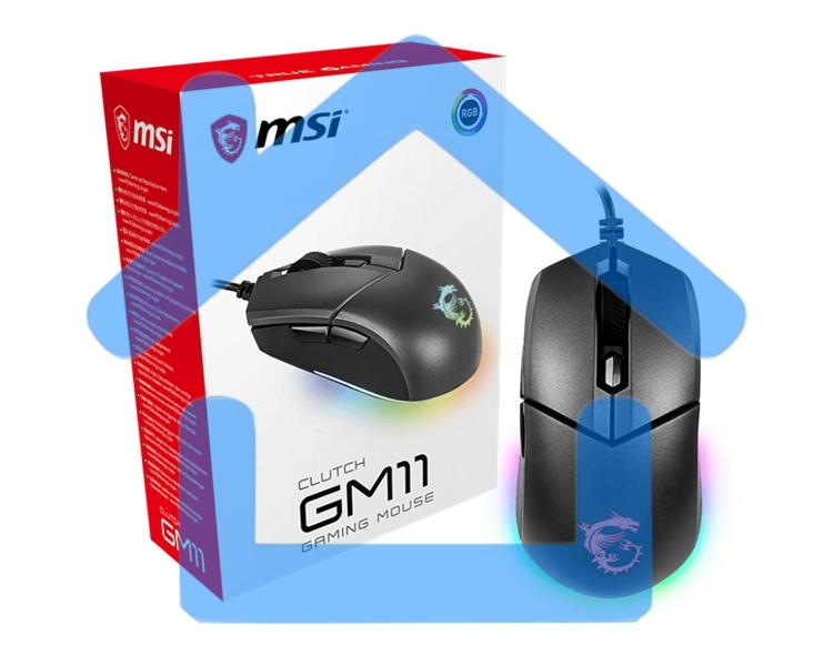 Мышь проводная MSI Clutch GM11 черный, 5000 dpi, USB, кнопки - 6