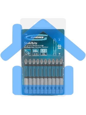 Набор бит PH2х60, сталь S2, 10 шт. Gross