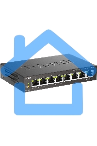 Неуправляемый коммутатор D-Link DGS-1008P/F3A с 8 портами 10/100/1000Base-T (4 порта PoE 802.3af/at, PoE-бюджет 60 Вт)
