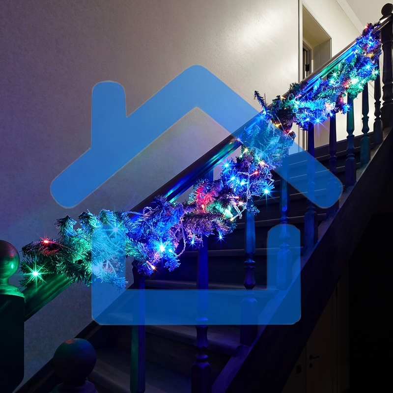 Гирлянда светодиодная универсальная 100 LED Мультиколор 10 метров, прозрачный ПВХ, с контроллером