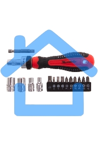 Отвертка реверсивная Matrix с набором бит и насадок торцевых, CrV,1/4