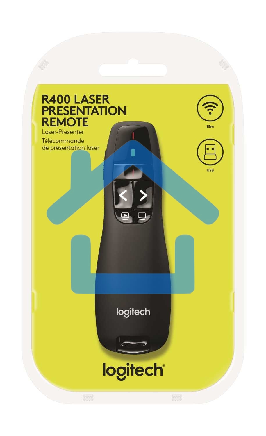 Презентер Logitech R400 черный, радиоканал, USB, кнопки - 5
