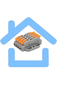 Клемма СМК проходная Rexant 4 полюса, с монтажной площадкой (0,08-4 мм²), серая (блистер 5 шт./уп.)