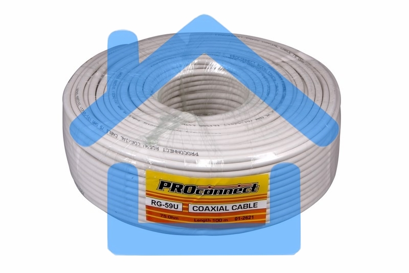 Кабель коаксиальный PROconnect RG-59U, 75 Ом, CCS/Al/Al, 48%, бухта 100 м, белый
