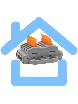 Клемма СМК проходная Rexant 4 полюса, с монтажной площадкой (0,08-4 мм²), серая (блистер 5 шт./уп.)