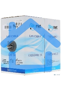 Кабель SkyNet Standart UTP indoor 2x2x0,48, медный, FLUKE TEST, кат.5e, однож., 305 м, box, серый