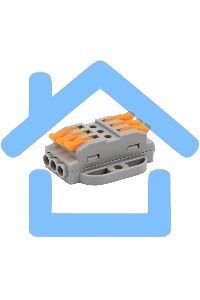 Клемма СМК проходная Rexant 3 полюса, с монтажной площадкой (0,08-4 мм²), серая (блистер 5 шт./уп.)