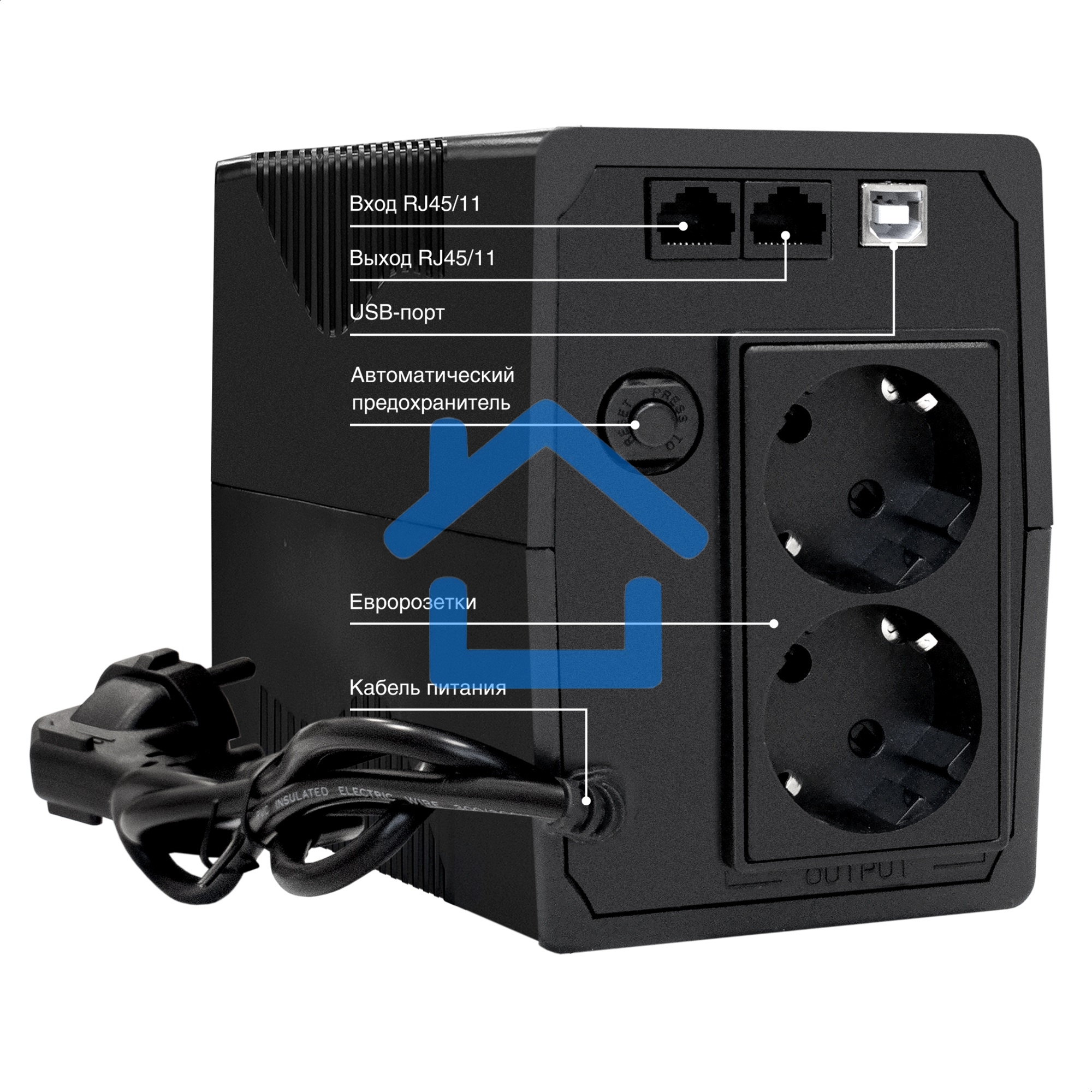 Источник бесперебойного питания ExeGate SpecialPro Smart LLB-1000.LCD.AVR.2SH.RJ.USB 1000VA/550W, LCD, AVR, 2*Schuko,RJ45/11,USB, черный
