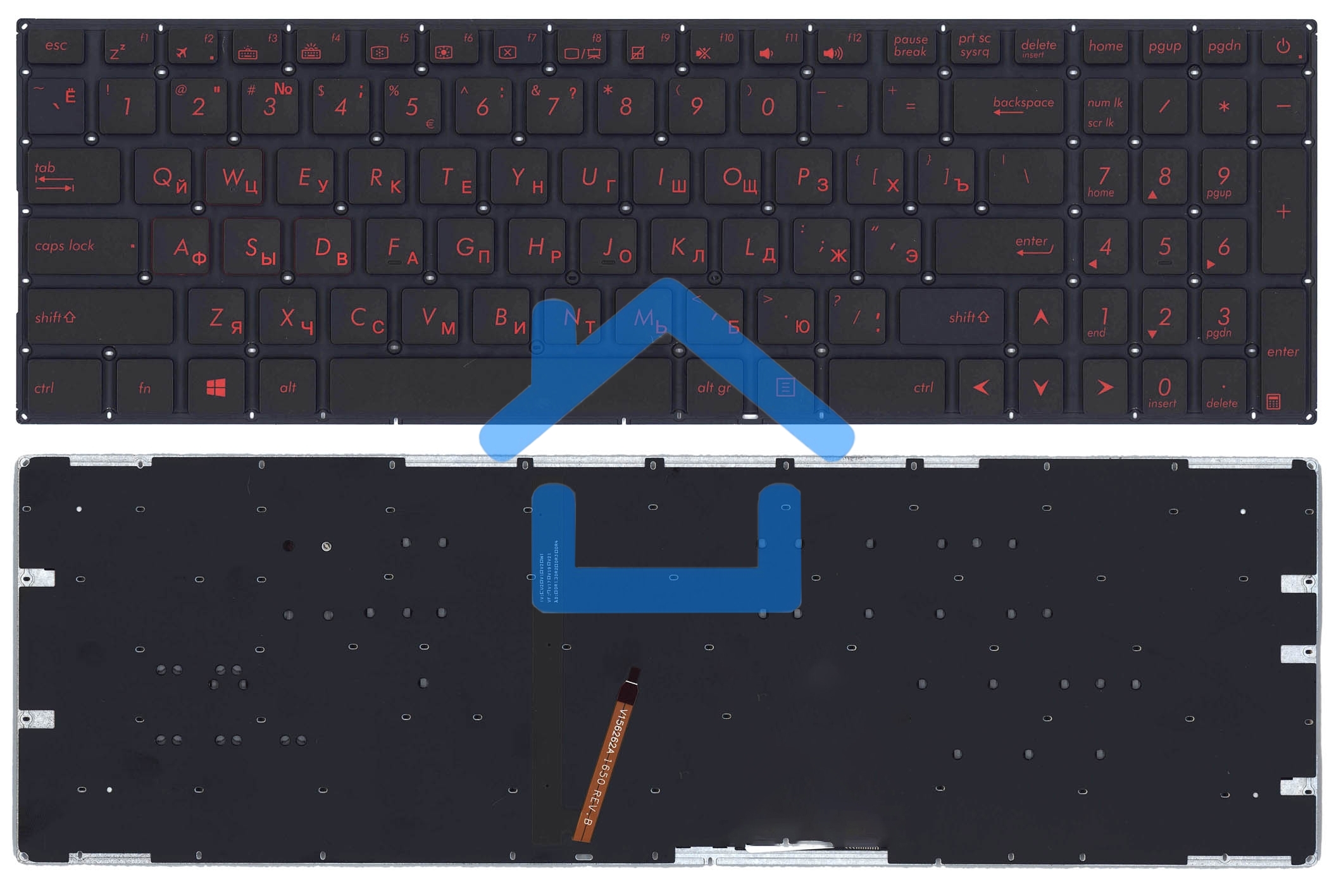 Клавиатура для ноутбука Asus FX502 черная с красной подсветкой