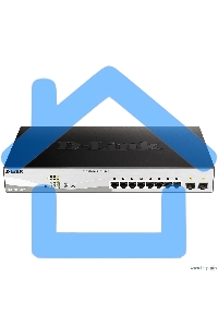 Коммутатор D-Link DGS-1210-10MP/F1A Настраиваемый коммутатор WebSmart с 8 портами 10/100/1000Base-T и 2 портами 1000Base-X SFP (8 портов с поддержкой PoE 802.3af/802.3at (30 Вт), PoE-бюджет 130 Вт)