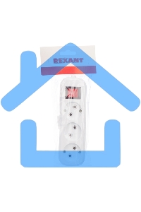 Колодка Rexant 3 гнезда с кнопкой без заземления