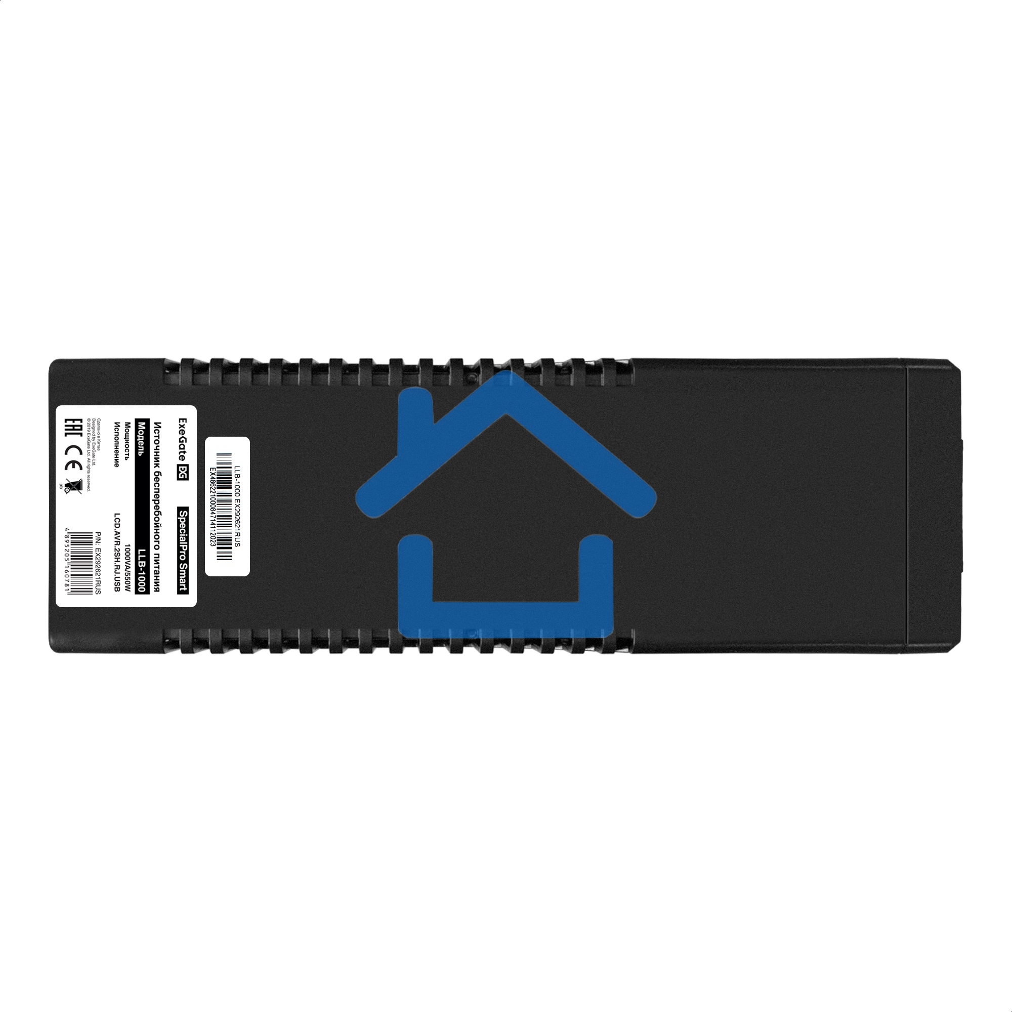 Источник бесперебойного питания ExeGate SpecialPro Smart LLB-1000.LCD.AVR.2SH.RJ.USB 1000VA/550W, LCD, AVR, 2*Schuko,RJ45/11,USB, черный