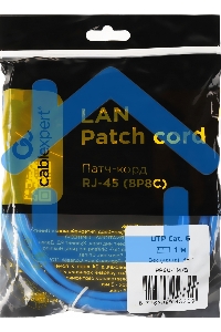Патч-корд UTP Cablexpert кат.6, 1м, литой, многожильный, синий