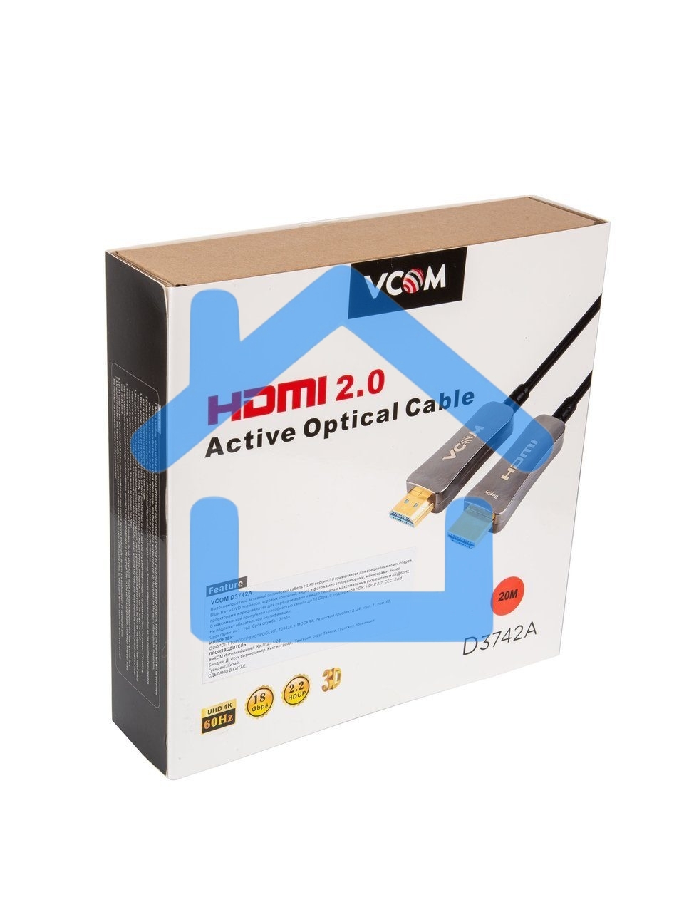 Активный оптический кабель HDMI 19M/M,ver. 2.0, 4K@60 Hz 20m VCOM