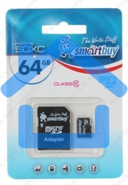 флэш-карта Smartbuy MicroSDHC 64Gb Class10 + адаптер(Карта памяти SmartBuy microSDHC 64Gb Class 10 SB64GbSDCL10-01 + adapter; SB64GbSDCL10-01; черный)