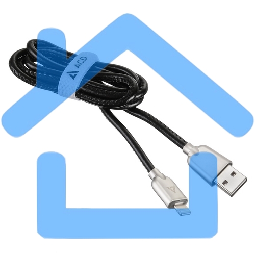 Кабель USB ACD-Allure Lightning ~ USB-A Кожа, 1м, черный (ACD-U926-P5B)