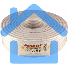 Кабель коаксиальный Rexant RG-6U, 75 Ом, CCS/Al/Al, 64%, бухта 100 м, белый