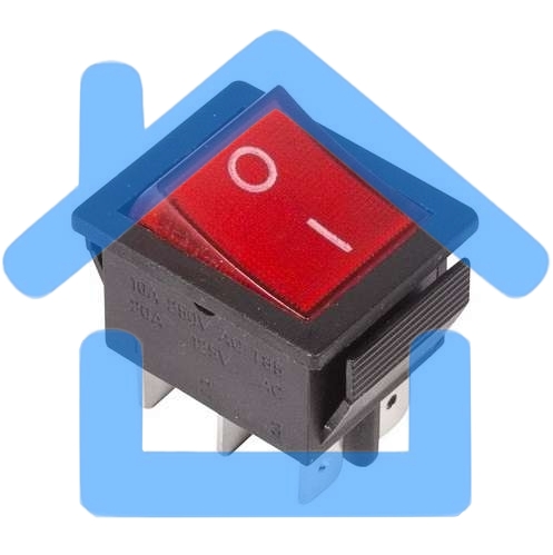 Выключатель клавишный 250V 15А (6с) ON-ON красный с подсветкой Rexant