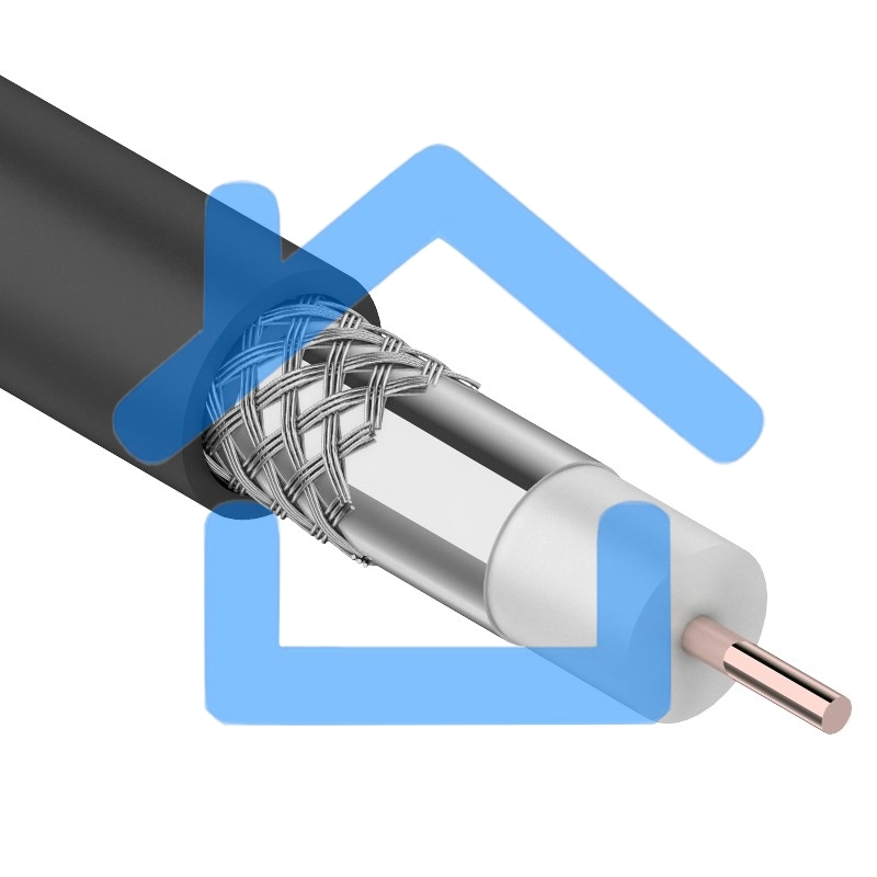 Кабель коаксиальный Rexant RG-6U, 75 Ом, CCS/Al/Al, 64%, бухта 100 м, черный OUTDOOR