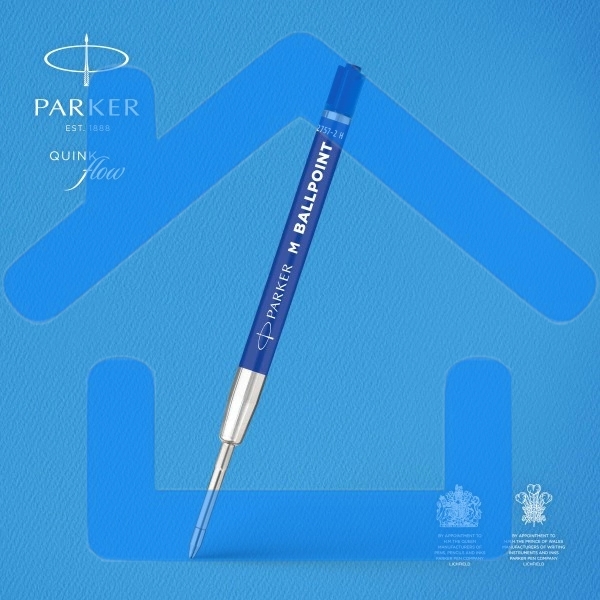 Стержень шариковый Parker QuinkFlow Basic Z09 (CW2166544) M 1мм, синие чернила, блистер (2шт)