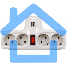 Разветвитель ZIS Pilot T USB, 4 розетки (евро с заземлением), 2*USB