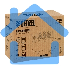 Компрессор безмаслянный малошумный DLS 2250/100, 2250 Вт, 3х750, 100 л, 410 л/мин блок упр Denzel