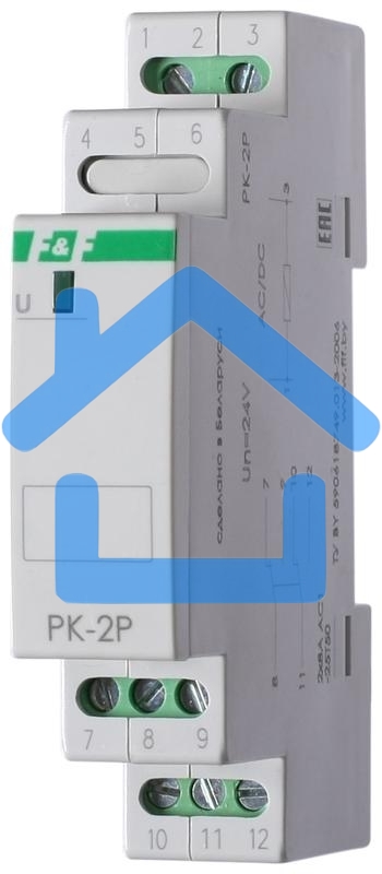 Реле промежуточное PK-2P (монтаж на DIN-рейке 35мм 220В 50Гц 2х8А 2 перекл.) F&F EA06.001.009