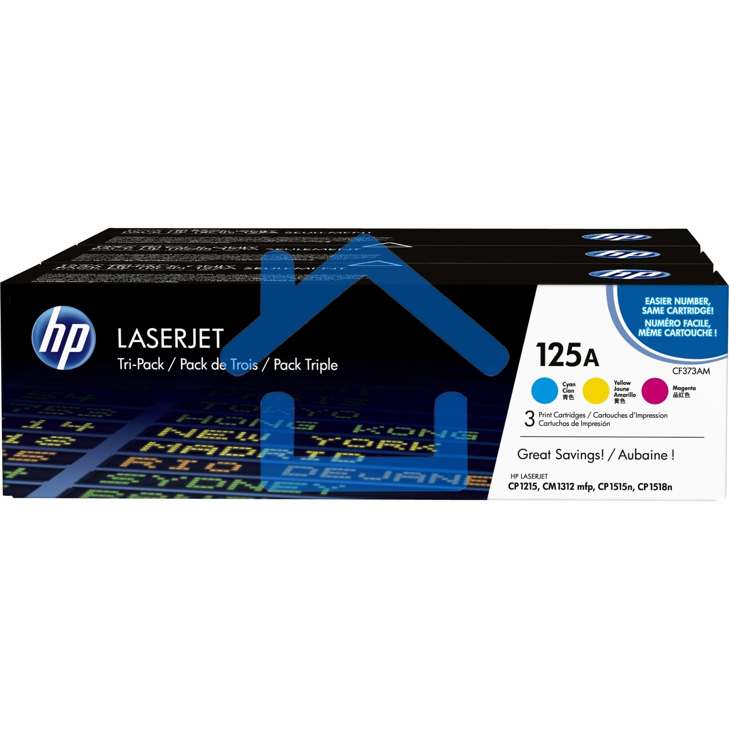 Картридж лазерный комплект HP CF373AM голубой/пурпурный/желтый для CLJ CP1215/1515 3 х 1400стр.