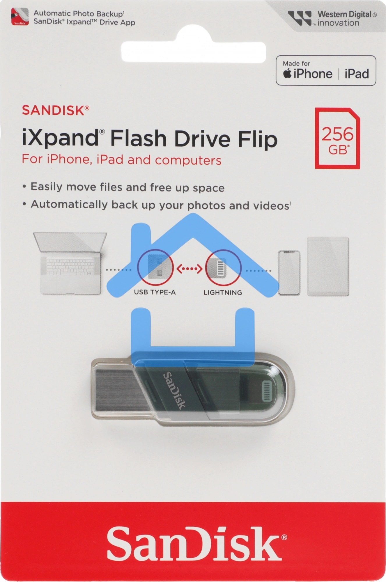 Флешка USB Sandisk 256 Gb iXpand Flip SDIX90N-256G-GN6NE USB3.1 зеленый/серебристый