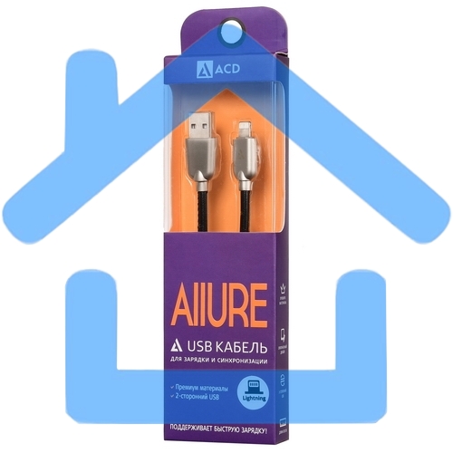 Кабель USB ACD-Allure Lightning ~ USB-A Кожа, 1м, черный (ACD-U926-P5B)