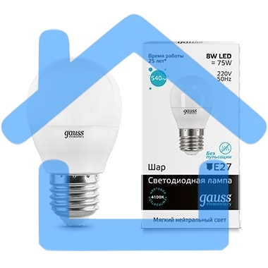 Светодиодная лампа GAUSS 53228 LED Elementary Шар 8W E27 540lm 4100K 1/10/100 0