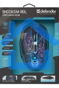 Мышь проводная Defender Shock GM-110L черный, 3200 dpi, USB, кнопки - 6