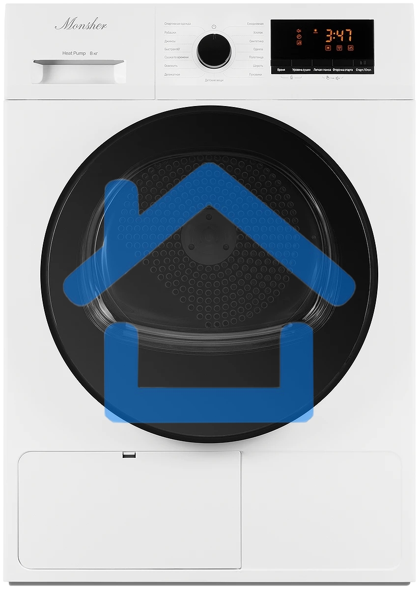 Сушильная машина MONSHER MDM 630 Blanc белый, 8 кг, сушка - тепловой насос, программ - 15, 59.5 x 84.5 x 58.5 см