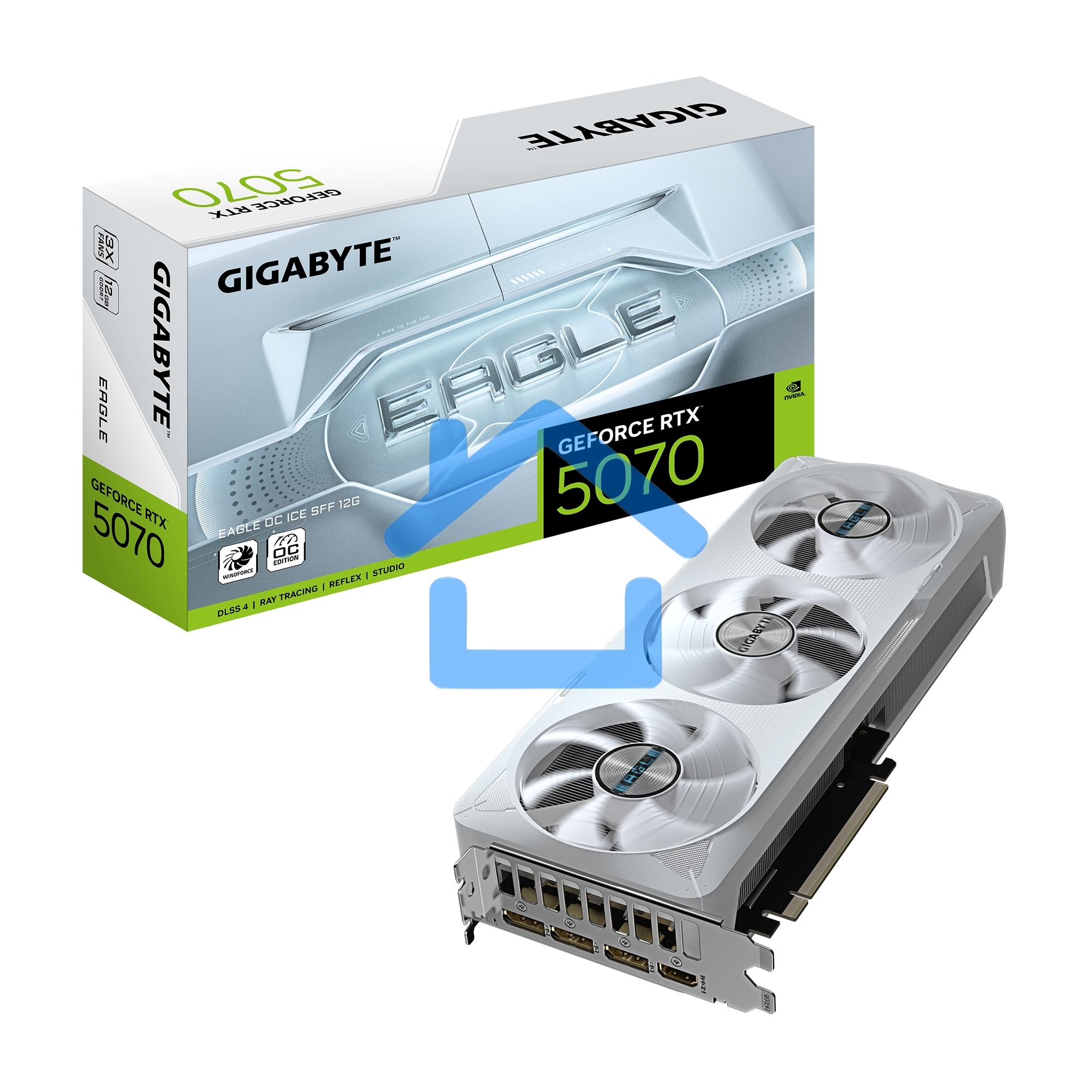 Видеокарта Gigabyte PCI-E GV-N5070EAGLEOC ICE-12GD 1.0 NVIDIA GeForce RTX 5070 12Gb 192bit GDDR7 2805/28000 HDMIx1 DPx3 HDCP Ret