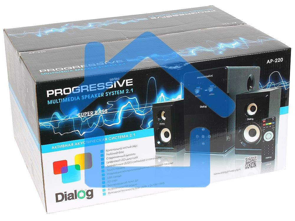 Акустическая система Dialog Progressive AP-220 черный 2.1, 30W+2*12W RMS, USB+SD reader