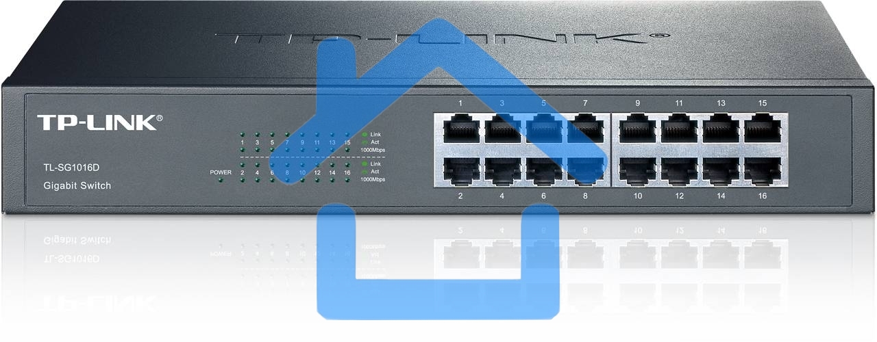 Коммутатор TP-Link SMB TL-SG1016D неуправляемый настольный/19U 16x10/100/1000BASE-T