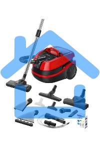 Пылесос Bosch BWD421PET красный, 2100 Вт, уборка влажная/сухая, пылесборник контейнер 5 л