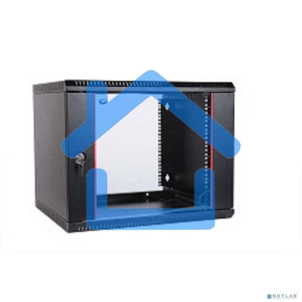 Шкаф телеком. настенный разборный 6U (600х350) дверь стекло,цвет черный (ШРН-Э-6.350-9005) (1 коробка)