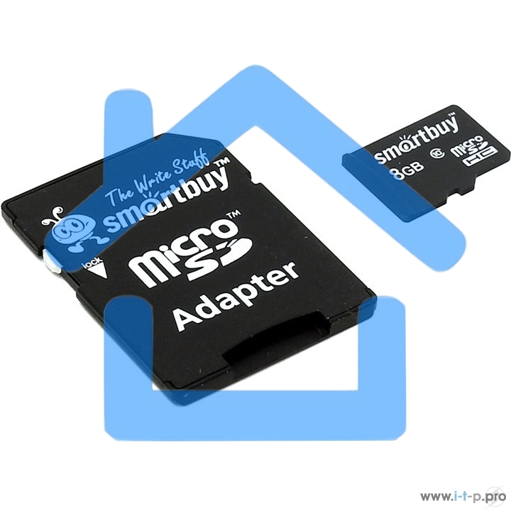 Флеш карта microSD 8Gb, Smartbuy microSDHC Class 10 (SD адаптер)