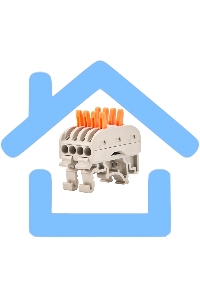 Клемма соединительная многоразовая проходная 4-полюсная, с креплением на DIN-рейку (0,08-4 мм²) серая (50 шт./уп.) Rexant