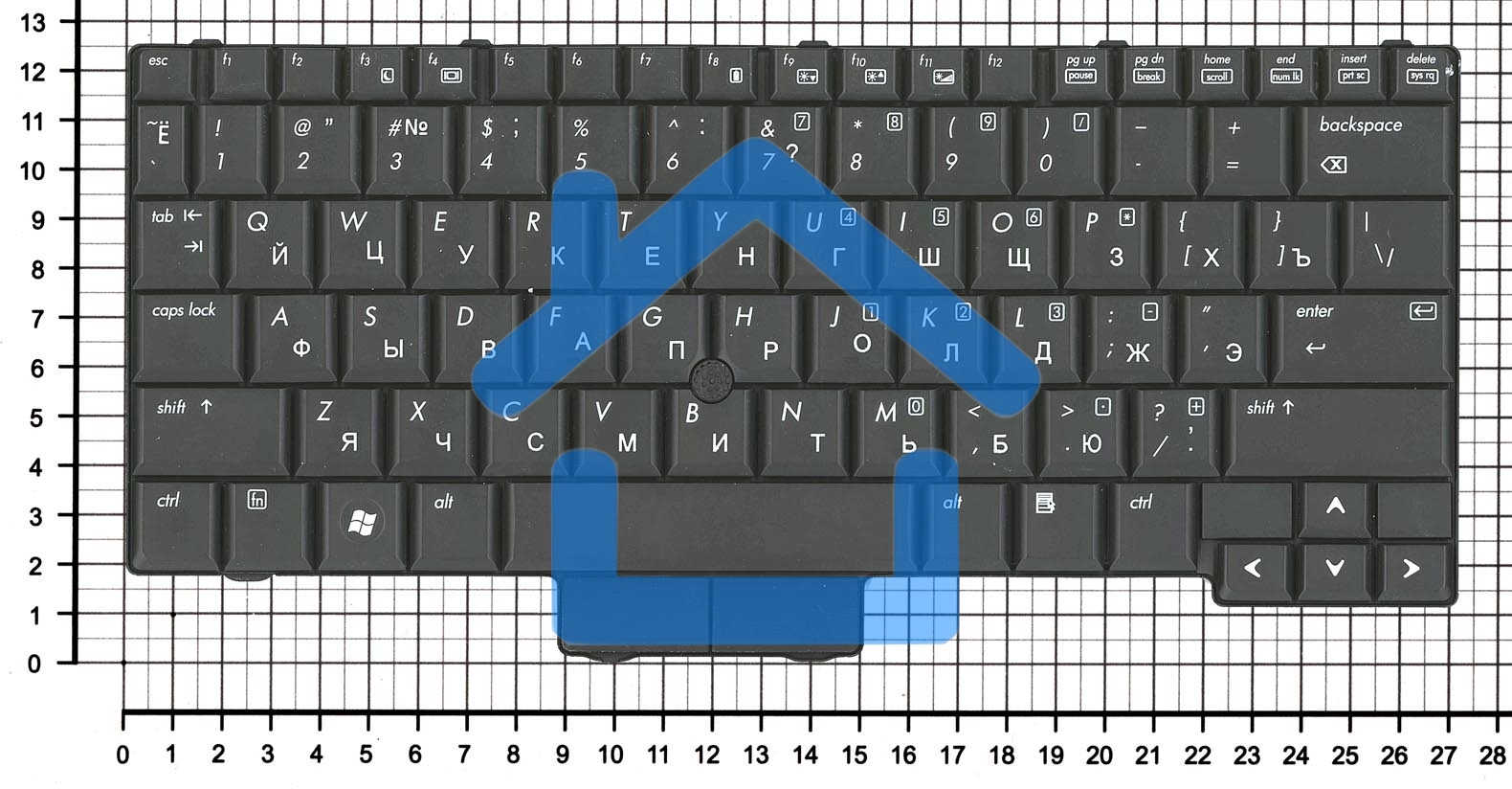 Клавиатура для ноутбука HP EliteBook 2530P черная