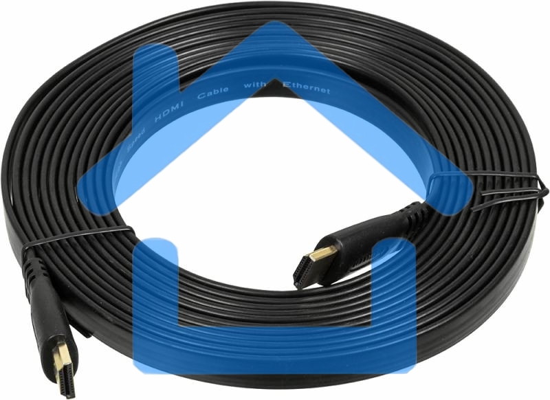 Кабель аудио-видео High Speed ver.1.4 Flat HDMI (m)/HDMI (m) 5м. позолоченные контакты черный