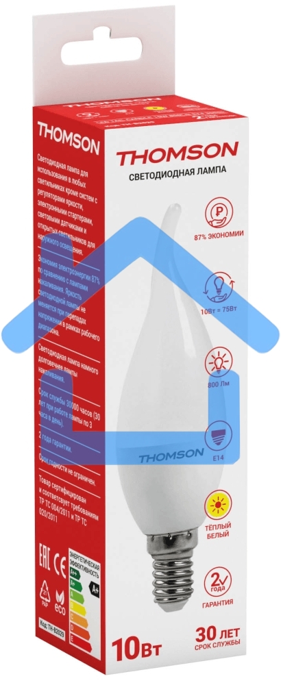 Лампа светодиодная Hiper THOMSON LED TAIL CANDLE 10W 800Lm E14 3000K TH-B2029